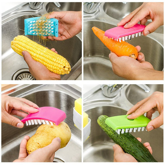 2 - in - 1 Kitchen Cleaning Brush – Suction Cup Scrubber for Utensils & Produce - Slushin_Dept