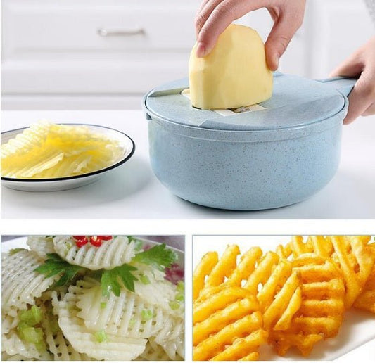 8-in-1 Kitchen Mandoline Slicer – Multi-Blade Veg Cutter with Peeler & Strainer - Slushin_Dept