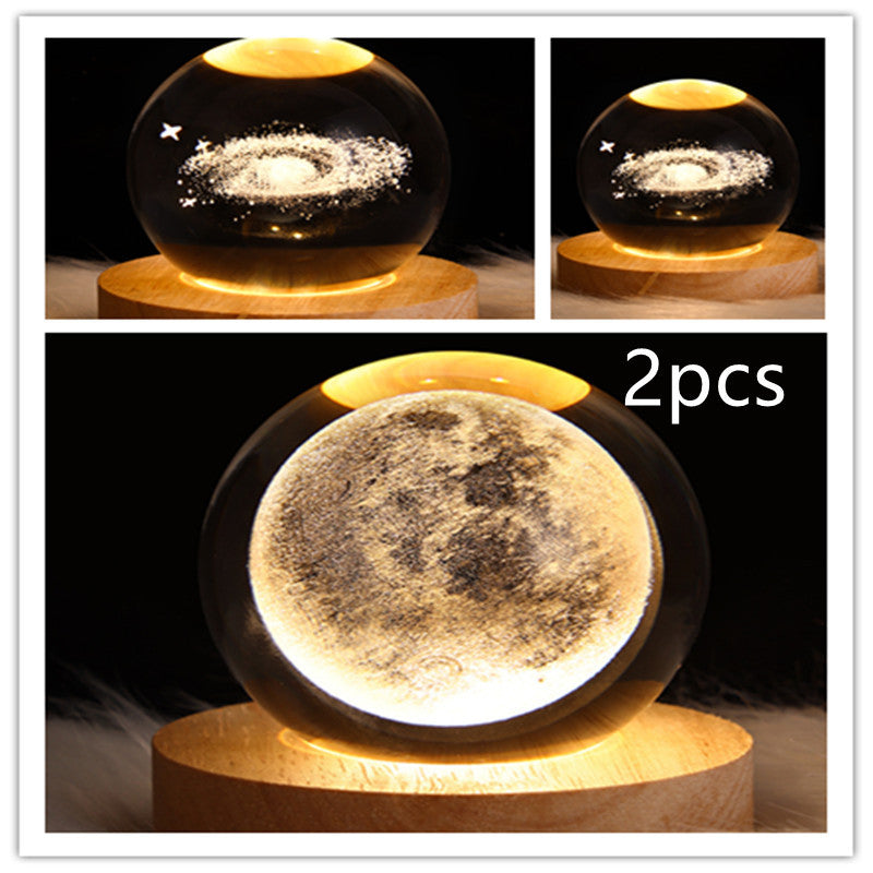 3D Galaxy Crystal Ball Lamp – LED Planet Night Light for Kids & Home Decor
