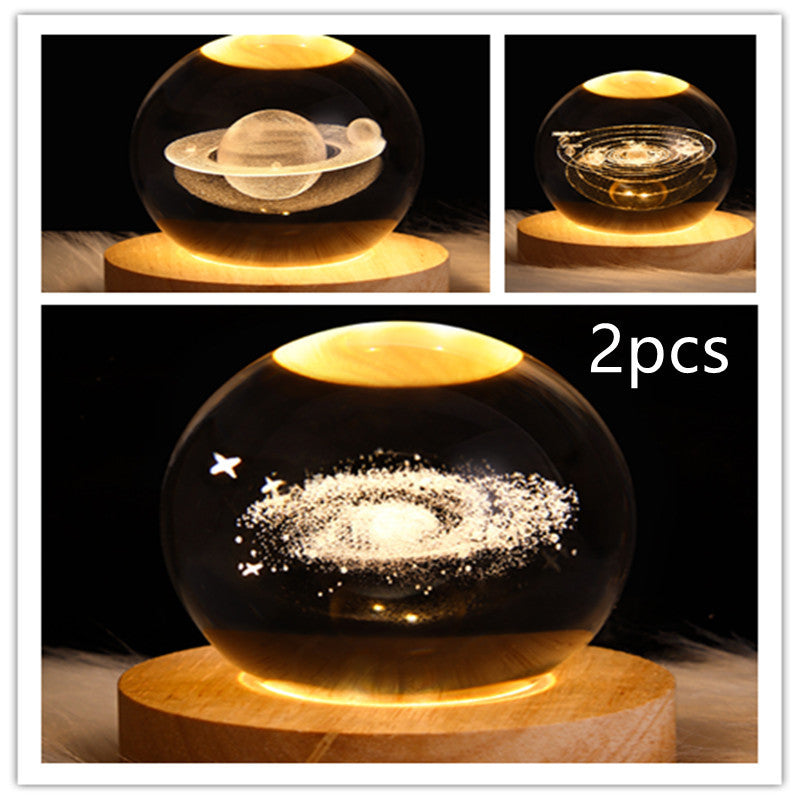 3D Galaxy Crystal Ball Lamp – LED Planet Night Light for Kids & Home Decor