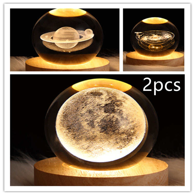 3D Galaxy Crystal Ball Lamp – LED Planet Night Light for Kids & Home Decor