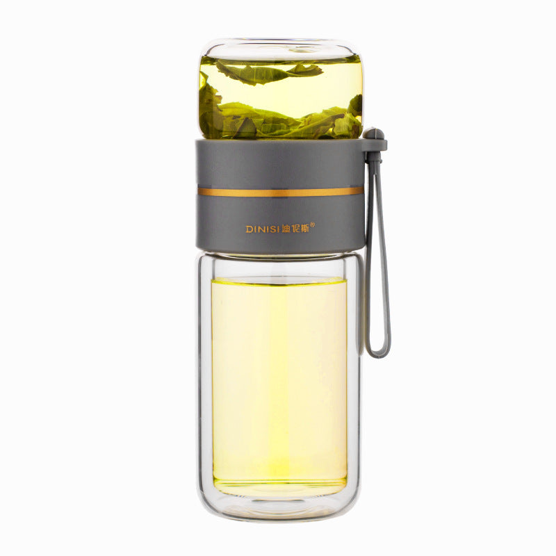 Double Wall Glass Bottle – Leakproof Tea Infuser with Built-In Filter