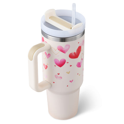 40oz Insulated Tumbler – Spill-Proof Stainless Steel Mug with Handle & Straw for Travel, Gym & Office