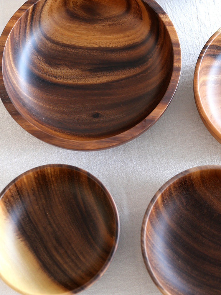 Natural Wooden Bowl – Rustic Fruit & Salad Server for Home or Restaurant