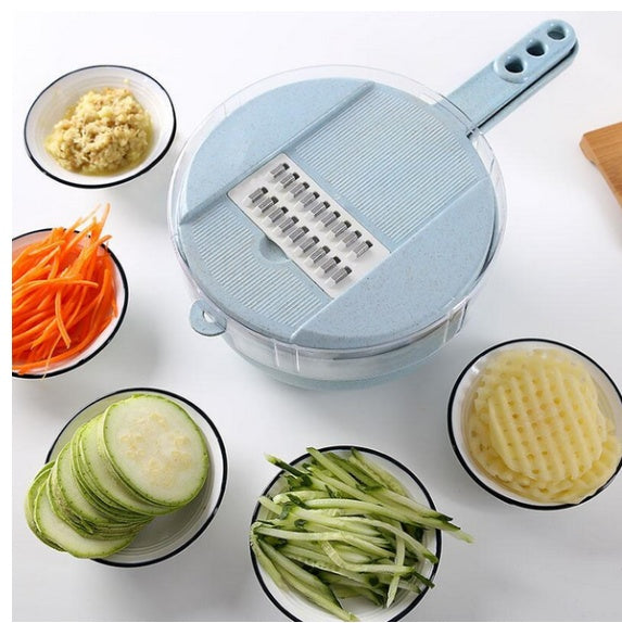 8-in-1 Mandoline Slicer – Multi-Blade Veg Cutter with Peeler & Strainer