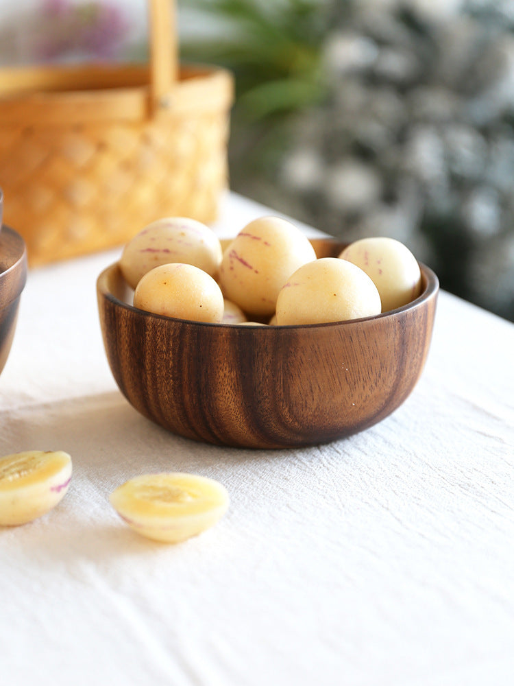 Natural Wooden Bowl – Rustic Fruit & Salad Server for Home or Restaurant