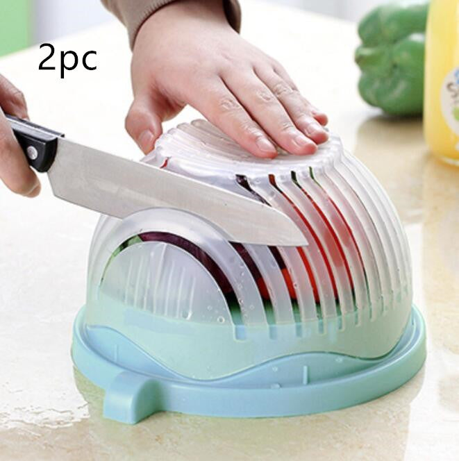 3-in-1 Salad Cutter Bowl – Slice, Rinse & Serve with Safety and Ease