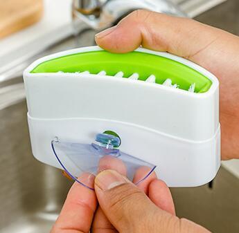 2-in-1 Kitchen Cleaning Brush – Suction Cup Scrubber for Utensils & Produce