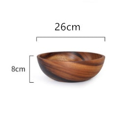 Natural Wooden Bowl – Rustic Fruit & Salad Server for Home or Restaurant