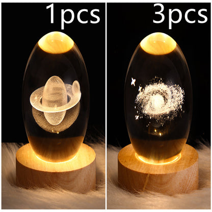 3D Galaxy Crystal Ball Lamp – LED Planet Night Light for Kids & Home Decor