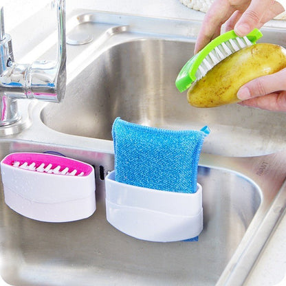 2 - in - 1 Kitchen Cleaning Brush – Suction Cup Scrubber for Utensils & Produce - Slushin_Dept