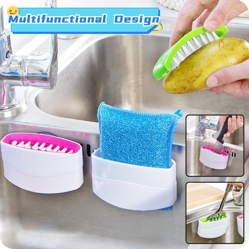 2 - in - 1 Kitchen Cleaning Brush – Suction Cup Scrubber for Utensils & Produce - Slushin_Dept