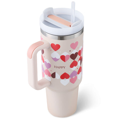 40oz Insulated Tumbler – Spill-Proof Stainless Steel Mug with Handle & Straw for Travel, Gym & Office