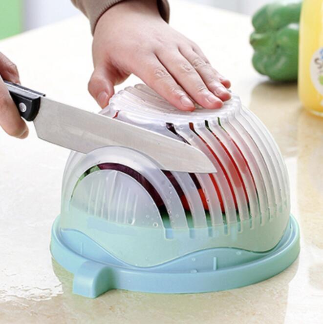 3-in-1 Salad Cutter Bowl – Slice, Rinse & Serve with Safety and Ease