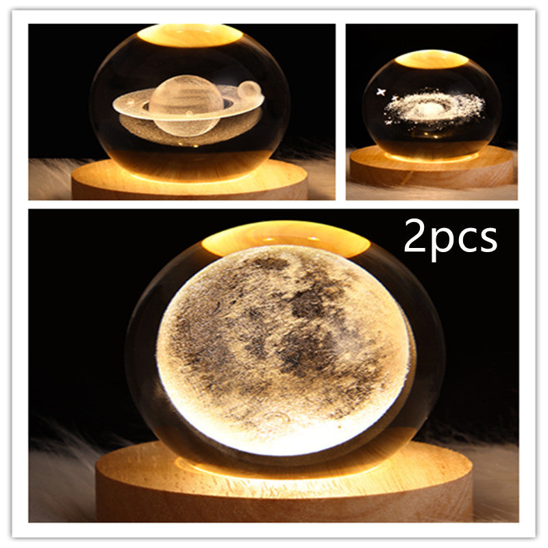 3D Galaxy Crystal Ball Lamp – LED Planet Night Light for Kids & Home Decor