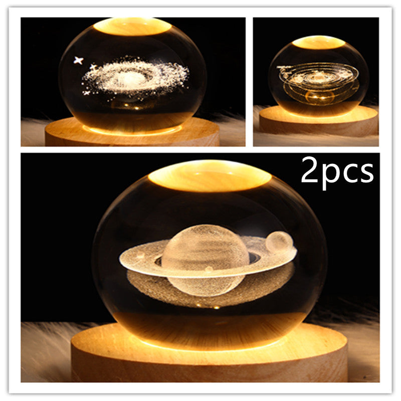 3D Galaxy Crystal Ball Lamp – LED Planet Night Light for Kids & Home Decor