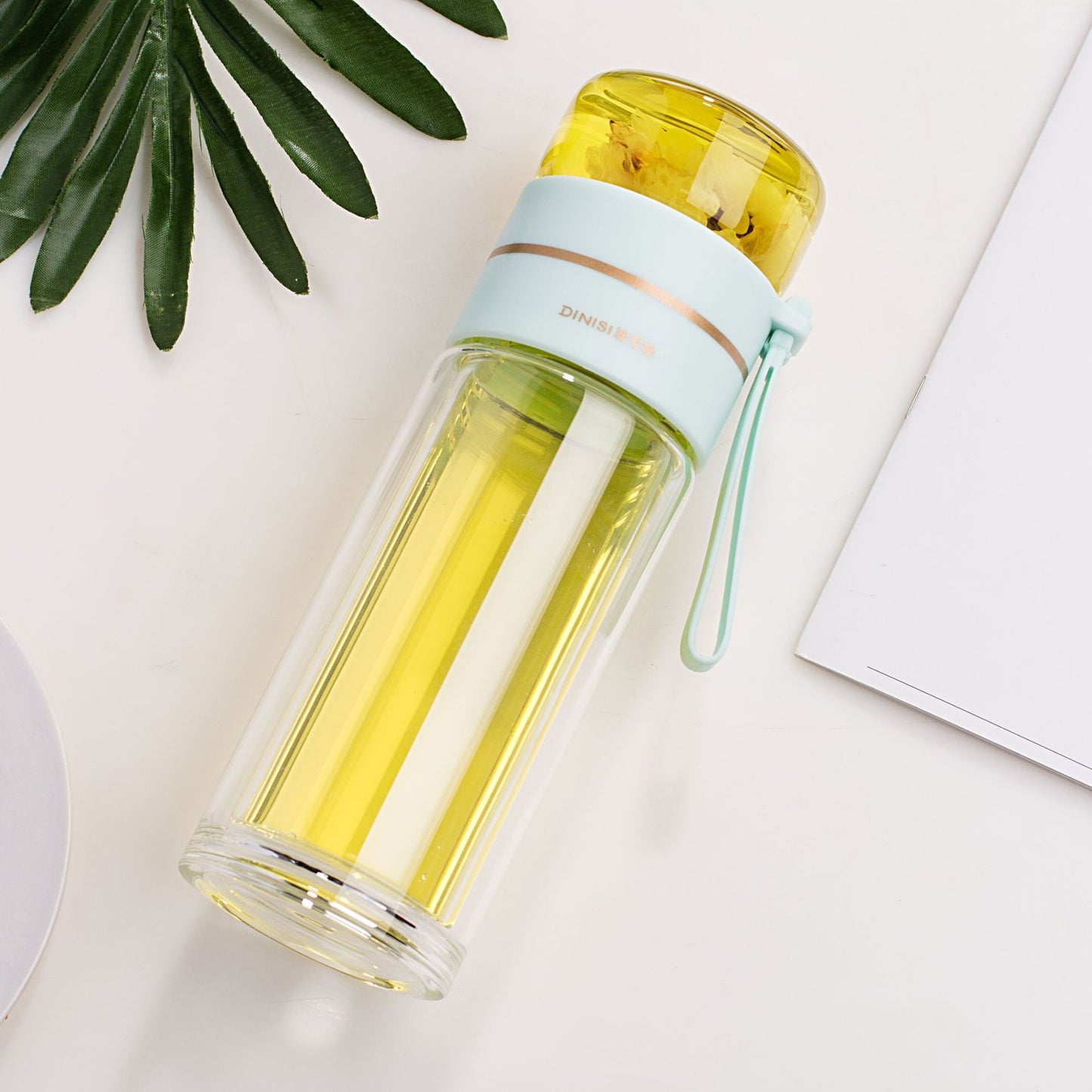 Double Wall Glass Bottle – Leakproof Tea Infuser with Built-In Filter
