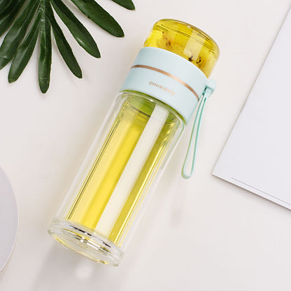 Double Wall Glass Bottle – Leakproof Tea Infuser with Built-In Filter