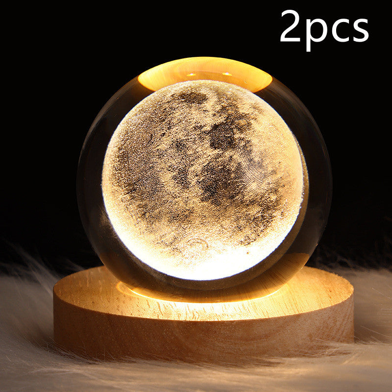 3D Galaxy Crystal Ball Lamp – LED Planet Night Light for Kids & Home Decor