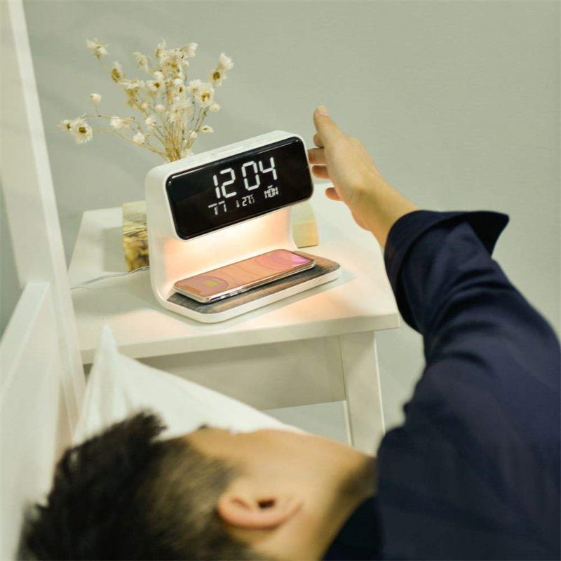 3 - in - 1 Bedside Lamp – LCD Alarm Clock with Wireless Phone Charging - Slushin_Dept