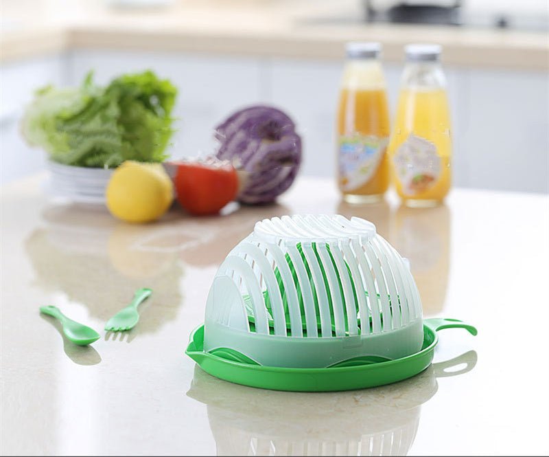 3 - in - 1 Salad Cutter Bowl – Slice, Rinse & Serve with Safety and Ease - Slushin_Dept