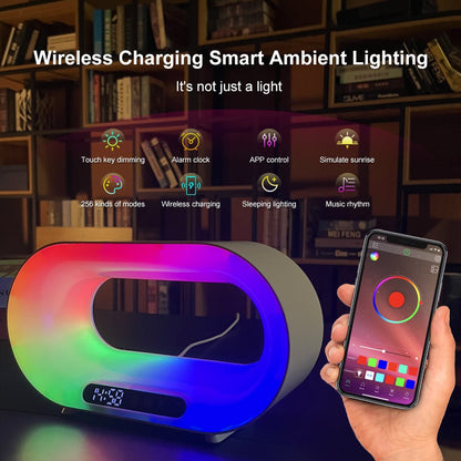 3 - in - 1 Smart LED Lamp – RGB Night Light, Wireless Charger & Alarm Clock with App Control - Slushin_Dept