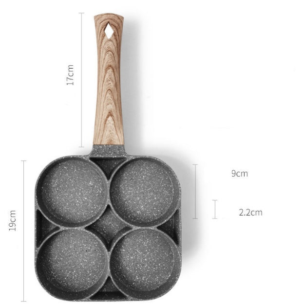 4-Hole Non-Stick Frying Pan – Multi-Section Skillet for Eggs, Pancakes & Burgers