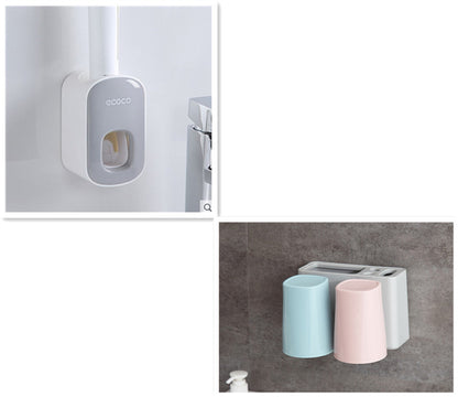 Wall-Mounted Automatic Toothpaste Dispenser – Bathroom Organizer Set