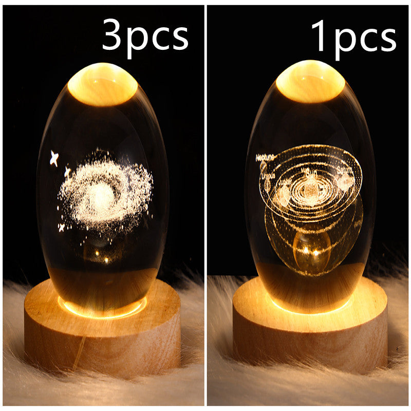3D Galaxy Crystal Ball Lamp – LED Planet Night Light for Kids & Home Decor