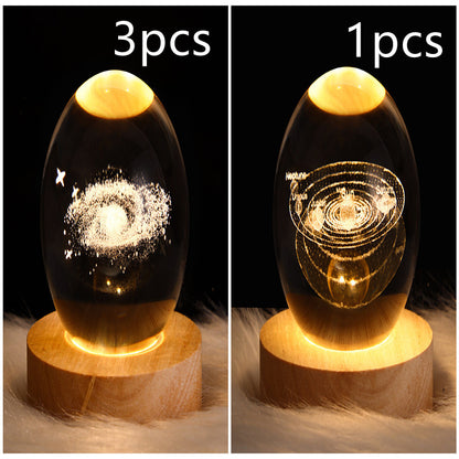 3D Galaxy Crystal Ball Lamp – LED Planet Night Light for Kids & Home Decor