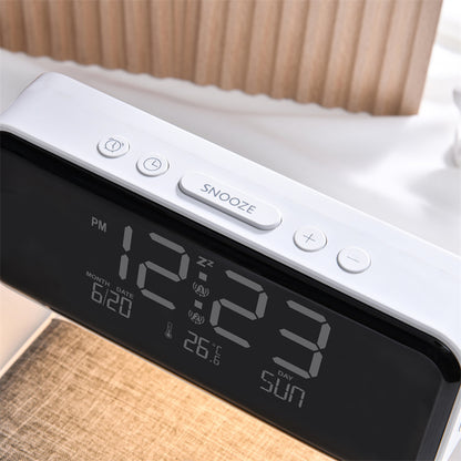 3-in-1 Bedside Lamp – LCD Alarm Clock with Wireless Phone Charging