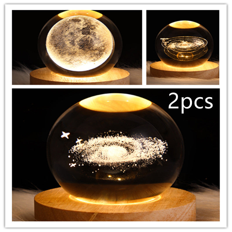 3D Galaxy Crystal Ball Lamp – LED Planet Night Light for Kids & Home Decor
