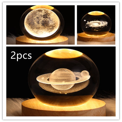 3D Galaxy Crystal Ball Lamp – LED Planet Night Light for Kids & Home Decor