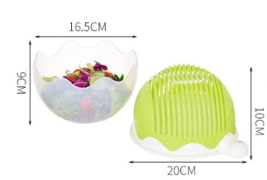 3-in-1 Salad Cutter Bowl – Slice, Rinse & Serve with Safety and Ease