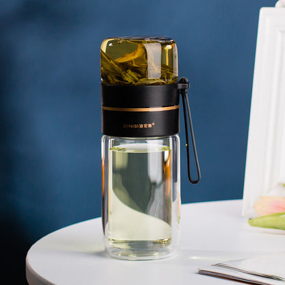 Double Wall Glass Bottle – Leakproof Tea Infuser with Built-In Filter