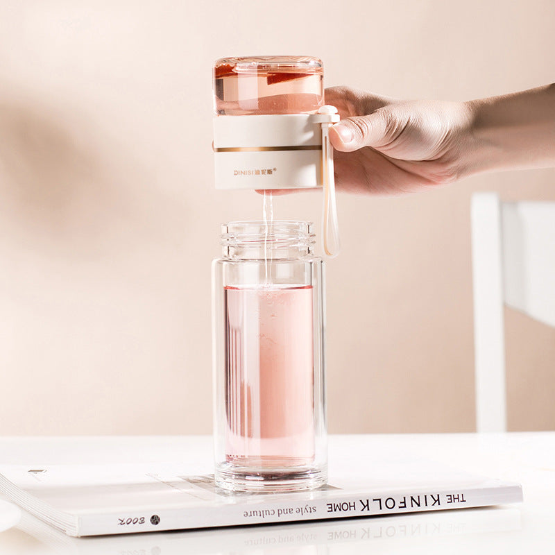 Double Wall Glass Bottle – Leakproof Tea Infuser with Built-In Filter
