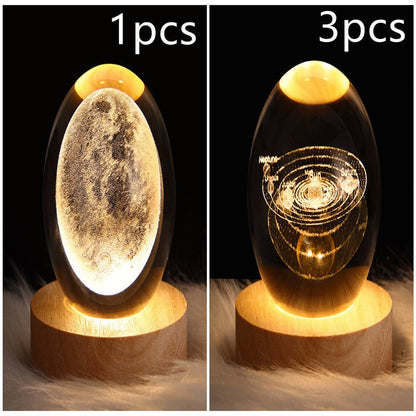 3D Galaxy Crystal Ball Lamp – LED Planet Night Light for Kids & Home Decor - Slushin_Dept