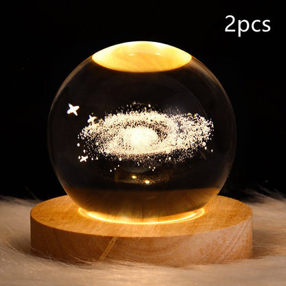 3D Galaxy Crystal Ball Lamp – LED Planet Night Light for Kids & Home Decor - Slushin_Dept