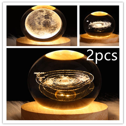 3D Galaxy Crystal Ball Lamp – LED Planet Night Light for Kids & Home Decor - Slushin_Dept