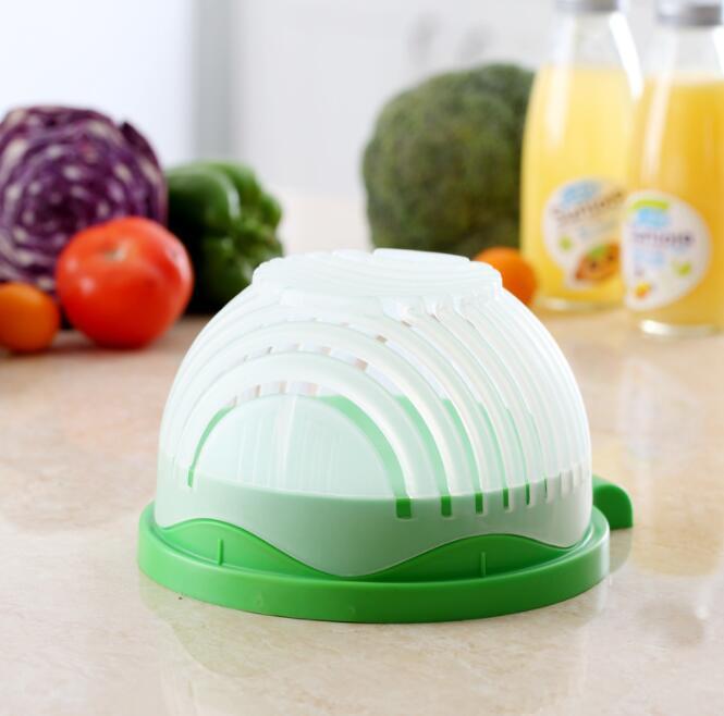 3-in-1 Salad Cutter Bowl – Slice, Rinse & Serve with Safety and Ease