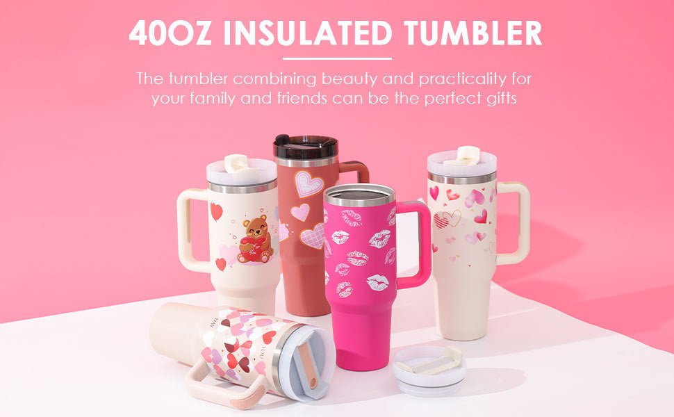 40oz Insulated Tumbler – Spill - Proof Stainless Steel Mug with Handle & Straw for Travel, Gym & Office - Slushin_Dept