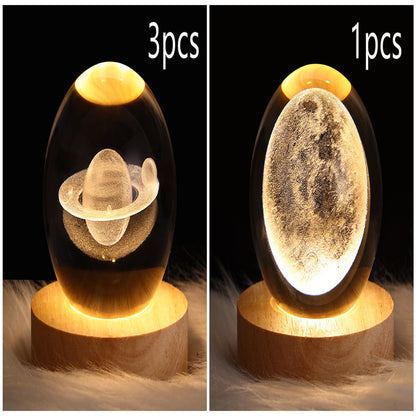 3D Galaxy Crystal Ball Lamp – LED Planet Night Light for Kids & Home Decor