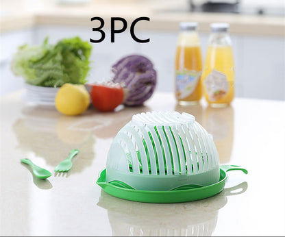 3-in-1 Salad Cutter Bowl – Slice, Rinse & Serve with Safety and Ease