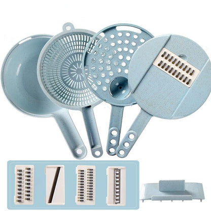 8-in-1 Mandoline Slicer – Multi-Blade Veg Cutter with Peeler & Strainer