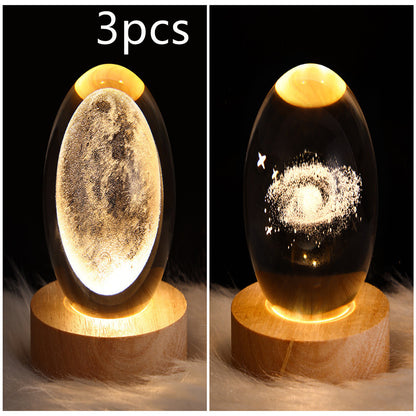 3D Galaxy Crystal Ball Lamp – LED Planet Night Light for Kids & Home Decor