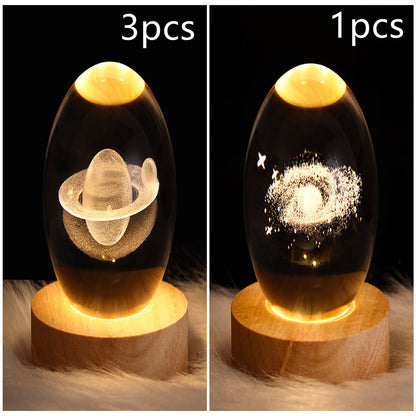3D Galaxy Crystal Ball Lamp – LED Planet Night Light for Kids & Home Decor