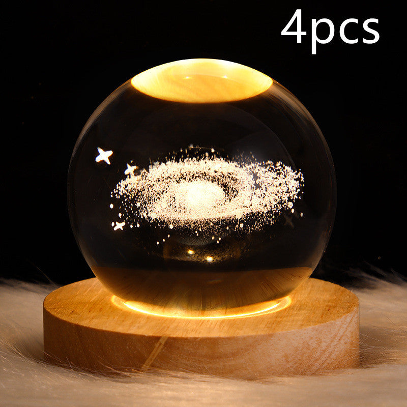 3D Galaxy Crystal Ball Lamp – LED Planet Night Light for Kids & Home Decor