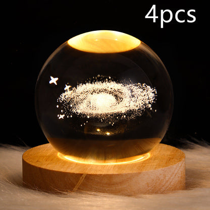 3D Galaxy Crystal Ball Lamp – LED Planet Night Light for Kids & Home Decor