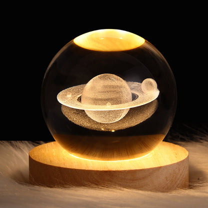 3D Galaxy Crystal Ball Lamp – LED Planet Night Light for Kids & Home Decor