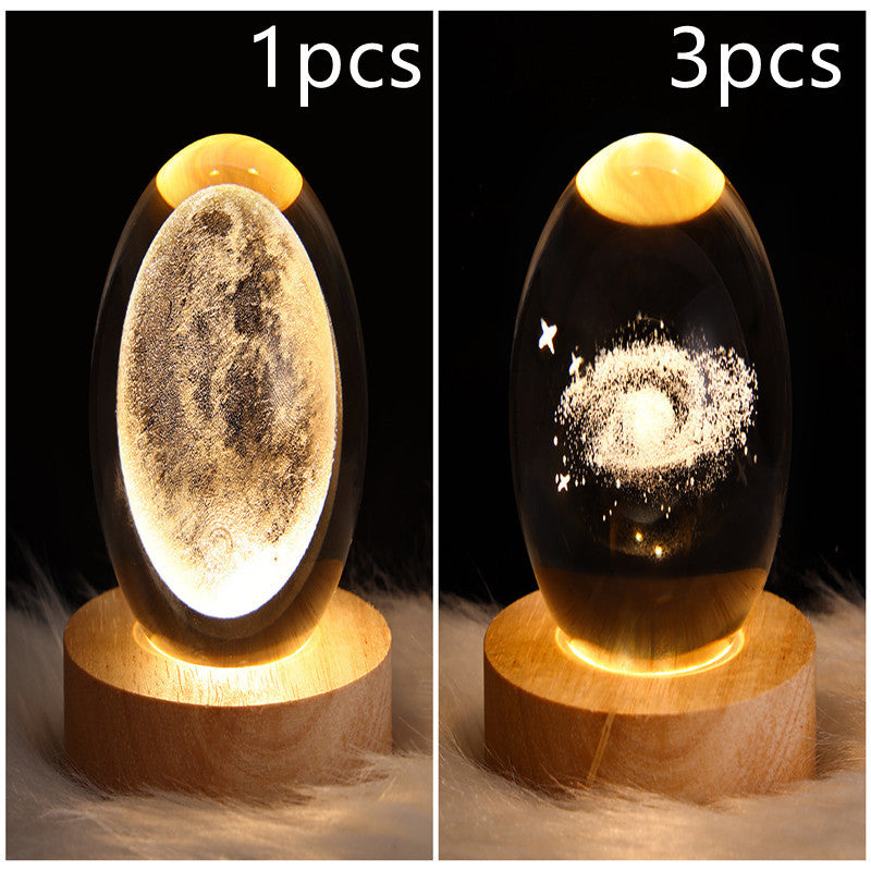 3D Galaxy Crystal Ball Lamp – LED Planet Night Light for Kids & Home Decor